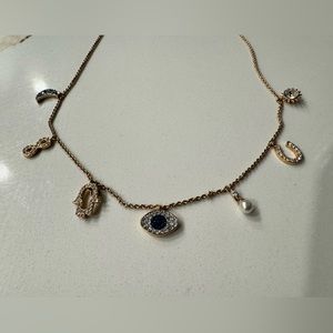 Swarovski rose gold charm necklace